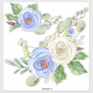 Adesivo Moderna Bonito Watercolor Sky Blue Rosas Floral