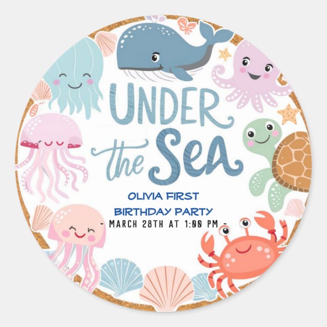 Adesivo Moderna e elegante aquarela no aniversário do Mar4 (Frente)