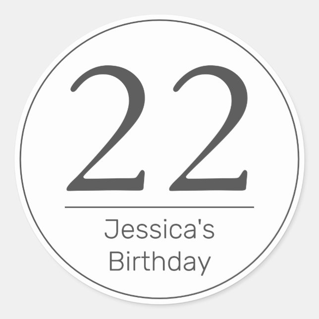 Adesivo Moderna Idade Negra Mínima do Aniversário Branco (Frente)