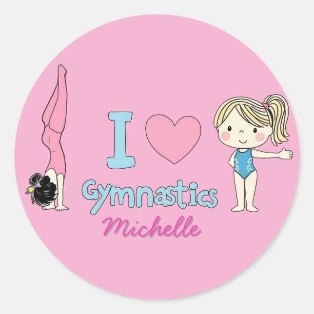 Adesivo Moderna Trendy Cute I Love Gymnastics Personalizad (Frente)