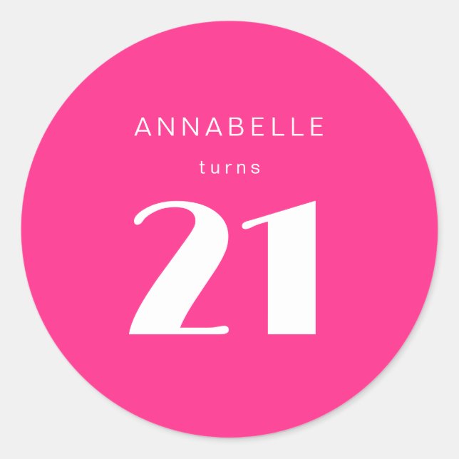 Adesivo Moderno 21 ruas 21 Festas de aniversário Rosa Quen (Frente)
