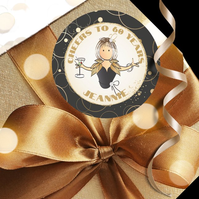 Adesivo Moderno 60º aniversário da Diversão de Aniversário (Criador carregado)