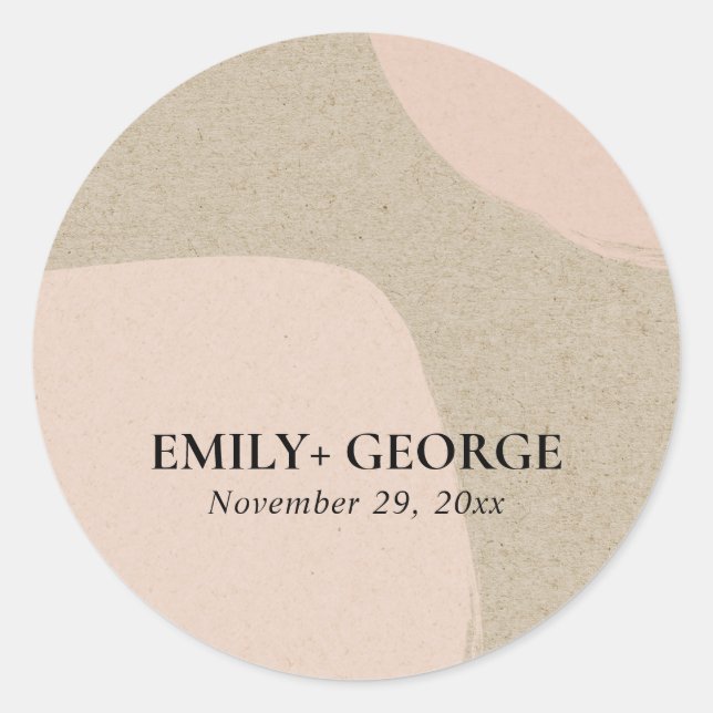 ADESIVO MODERNO ABSTRATO SOFT CHIC BLUSH PINK KRAFT WEDING (Frente)