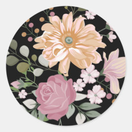 Adesivo Moderno Amarelo Ousado & Floral Rosa em Preto