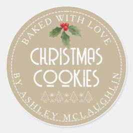 Adesivo Moderno cozido com amor Beige Natal