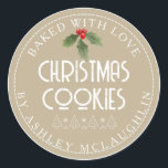 Adesivo Moderno cozido com amor Beige Natal<br><div class="desc">Moderno cozido com Ame Beige Christmas Classker</div>