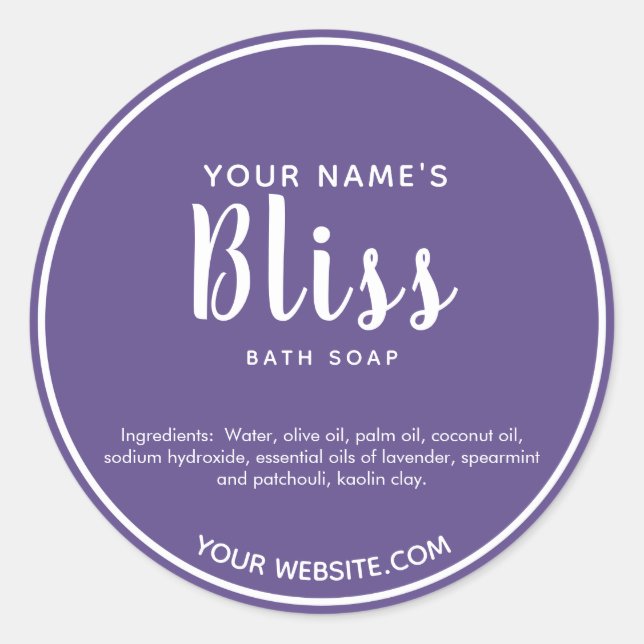 Adesivo Moderno Cursivo Rótulos de Sabão Feitos à Mão Pers (Frente)