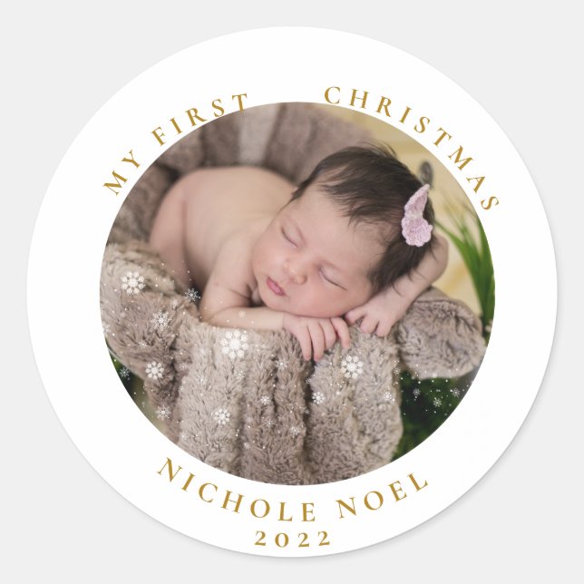 Adesivo Moderno De Dois Lados Minha Primeira Foto De Floco (Frente)