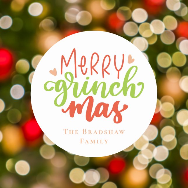 Adesivo Moderno e Tendência Alegre Grinchmas Personalizado (Criador carregado)