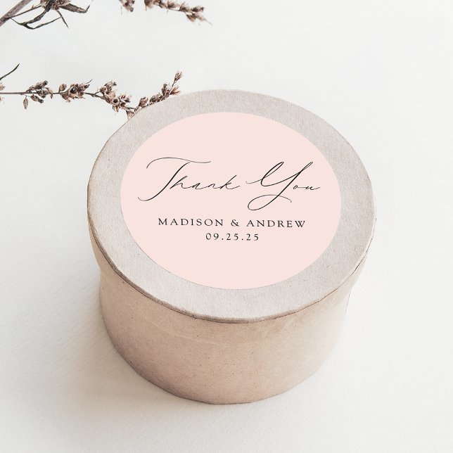 Adesivo Moderno Elegante Blush Weding Obrigado (Criador carregado)