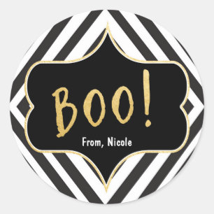 Adesivo Moderno Elegante de Halloween Dourado BOO
