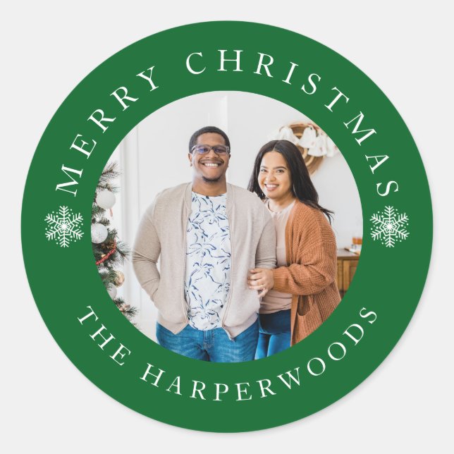 Adesivo Moderno Elegante Snowflakes Família de Natal 1 Fot (Frente)