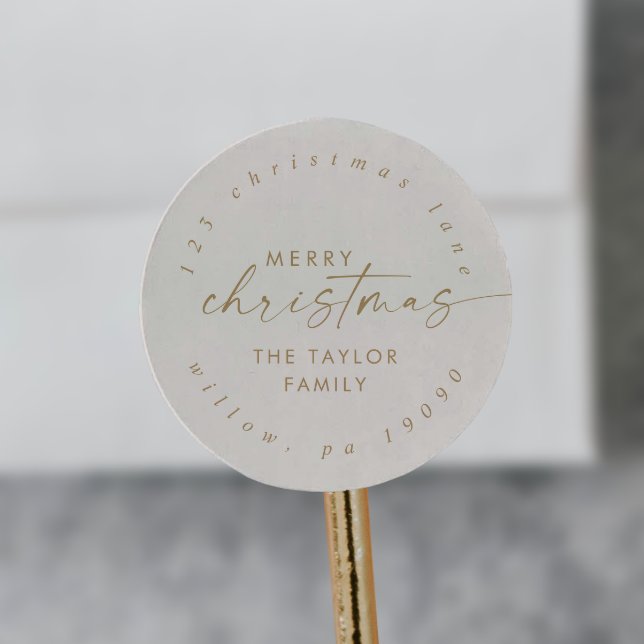 Adesivo Moderno | Endereço Circular de Natal Dourado e Cre (Criador carregado)