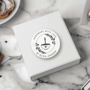 Adesivo Moderno Fabricado À Mão Com Amor Heart Bakery