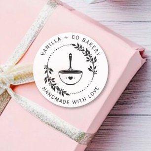 Adesivo Moderno Fabricado À Mão Com O Amor Whisk Bakery Bu