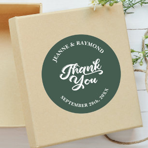 Adesivo Moderno Favor de Agradecimento de Casamento Verde 
