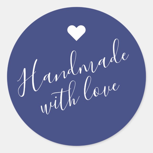 Adesivo Moderno feito à mão com script de amor marinho cor (Frente)