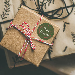 Adesivo Moderno Feliz Natal   Vinheta verde e vermelha
