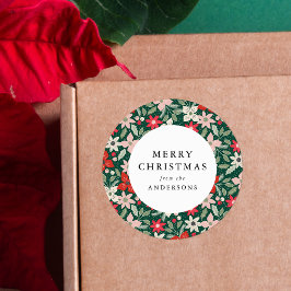 Adesivo Moderno inverno Floral Verde Feliz Natal