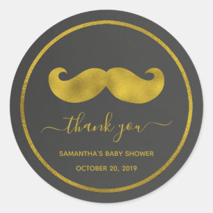 Adesivo Moderno Minimalista Dourado bigode Obrigado