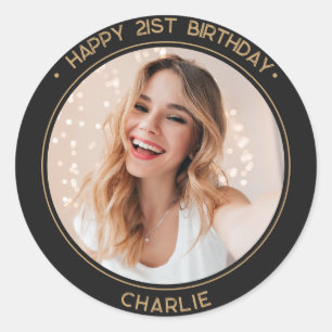 Adesivo Moderno Minimalista Feliz Aniversário de 21 anos F