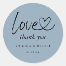 Adesivo Moderno Minimalista Obrigado Casamento Azul Poeire