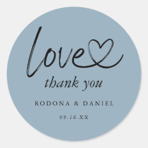 Adesivo Moderno Minimalista Obrigado Casamento Azul Poeire