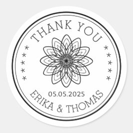 Adesivo Moderno minimalista Obrigado, linha de arte Flor