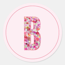 Adesivo Moderno Monograma de Letra B Floral Rosa Elegante