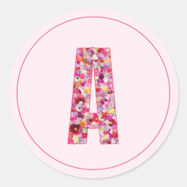 Adesivo Moderno Monograma Floral Rosa Elegante Letra A