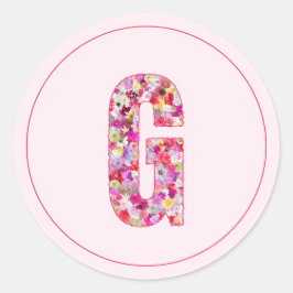 Adesivo Moderno Monograma Floral Rosa Elegante Letra G