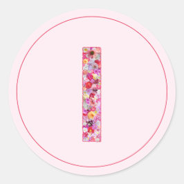 Adesivo Moderno Monograma Floral Rosa Elegante Letra I