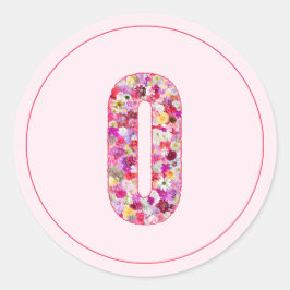 Adesivo Moderno Monograma Floral Rosa Elegante Letra O