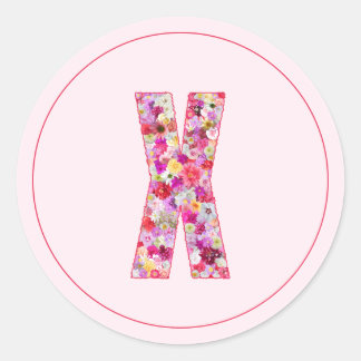Adesivo Moderno Monograma Floral Rosa Elegante Letra X