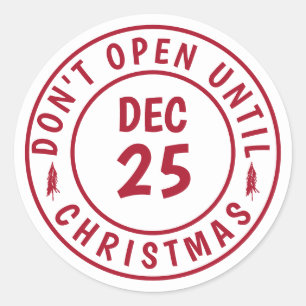 Adesivo Moderno Não Abrir Até O Carimbo De Natal