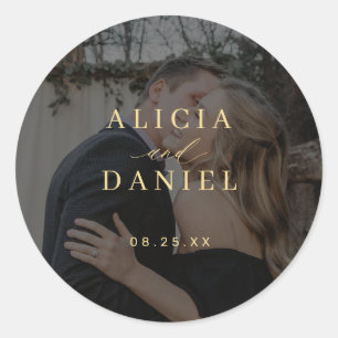 Adesivo Moderno noivo noiva nome data foto casamento elega