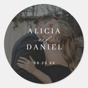 Adesivo Moderno noivo noiva nome data foto casamento elega