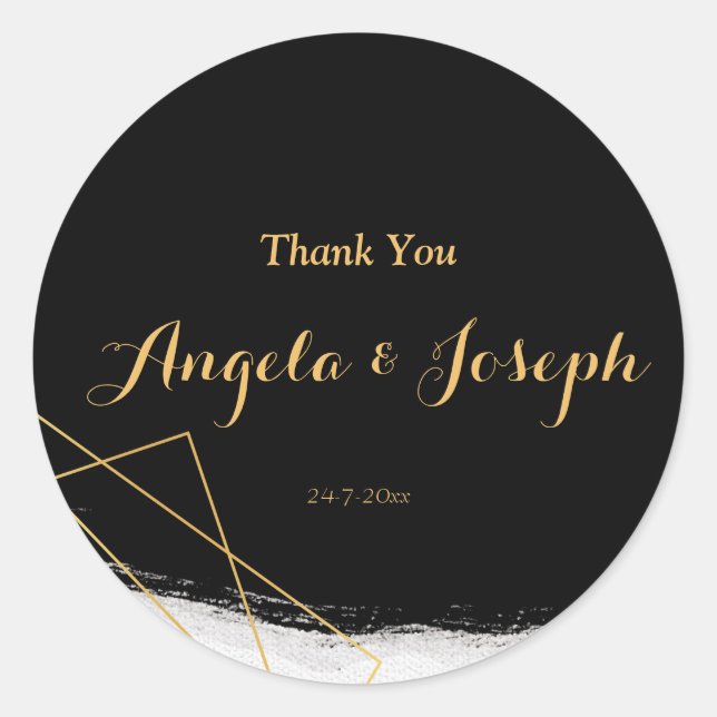 Adesivo Moderno Preto e Dourado Aquarela Geométrico (Frente)