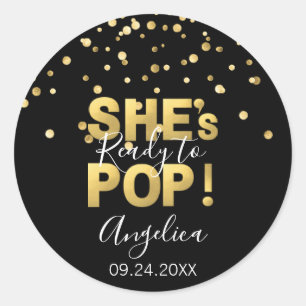 Adesivo Moderno pronto para Chá de fraldas Dourado