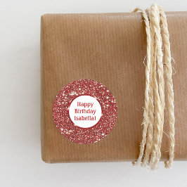 Adesivo Moderno Red Faux Glitter Parece Feliz Aniversário 