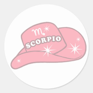 Adesivo Moderno Scorpio Zodíaco Rosa Cowgirl Hat