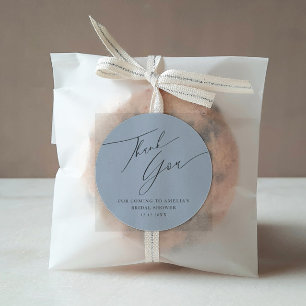 Adesivo Moderno Script Dusty Blue Obrigado Chá de panela