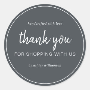 Adesivo Moderno Script Off-Black Chic Obrigado por Comprar