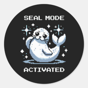 Adesivo Modo de Foca Ativado Pixel Art Foca Estilo de Joga