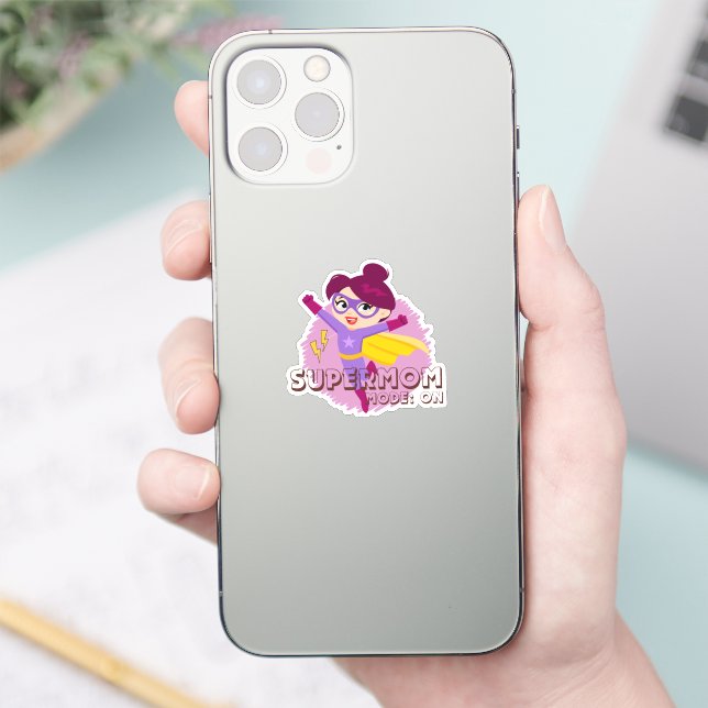 Adesivo Modo Supermãe: Ativado | Hero Mãe Sticker (Telefone)