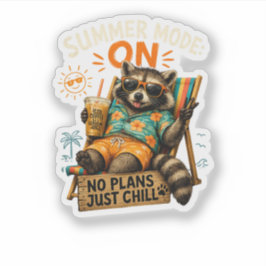Adesivo Modo Verão ATIVADO – Sem Planos, Só Relaxar 🦝☕