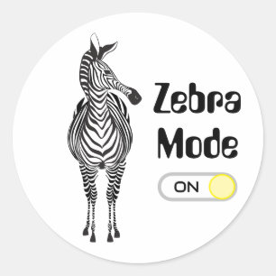 Adesivo Modo zebra ligado, cores personalizáveis e fontes/