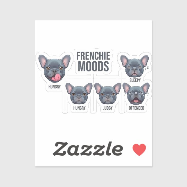 Adesivo Modos de Frenchie Design Divertido de Bulldog Fran (Folha)