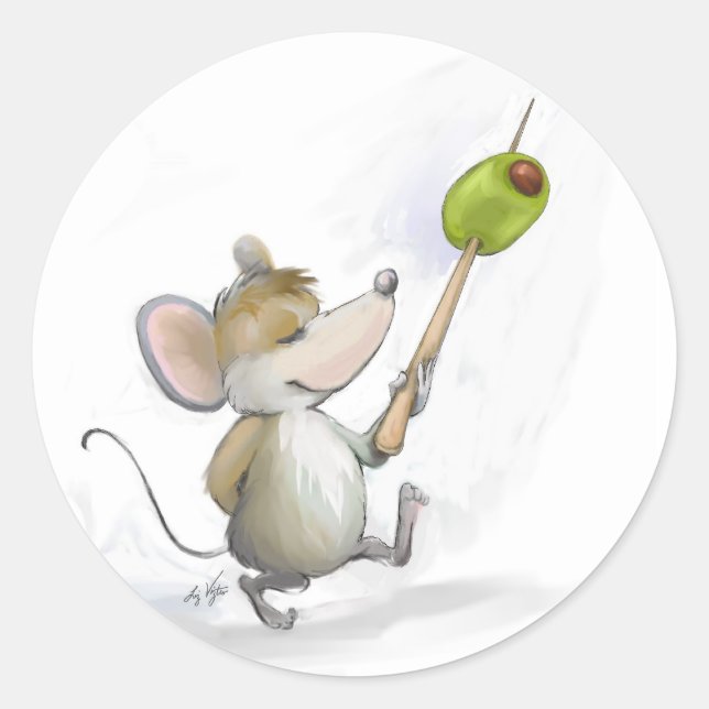 Adesivo Moe de Mouse de feliz com Olive Stickers (Frente)