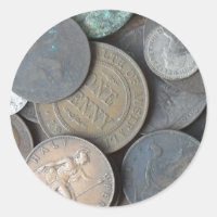 moedas antigas, principalmente moedas de 1 centavo